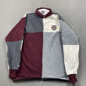 Vintage Barbarian Harvard‎ University Patch Long Sleeve Rugby Shirt Mens Medium